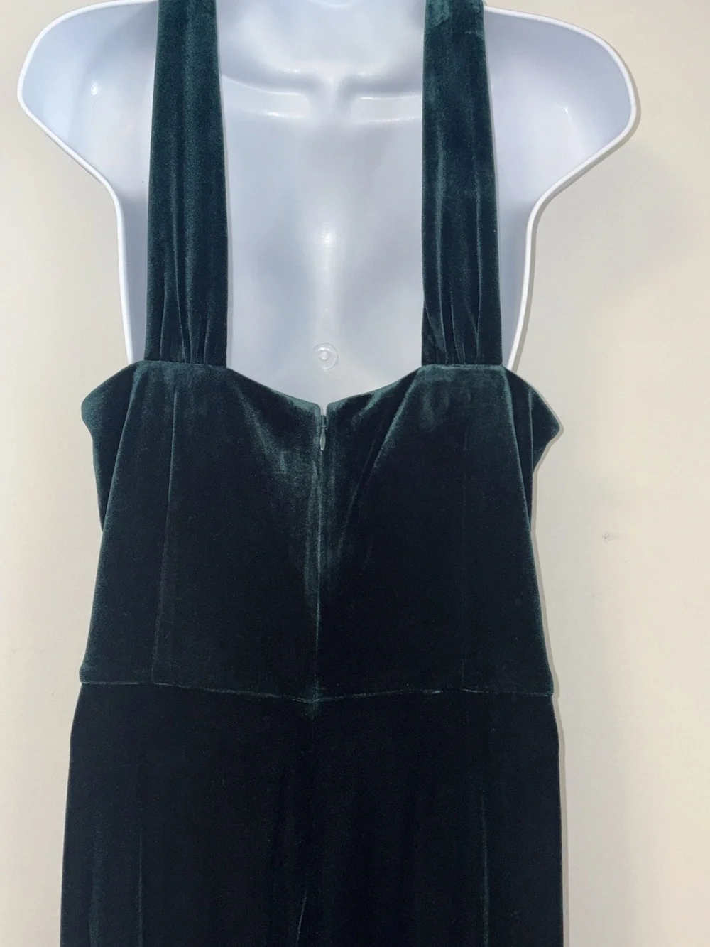 Elegant Green or dark green Velvet Halter Gown with Silver Tie